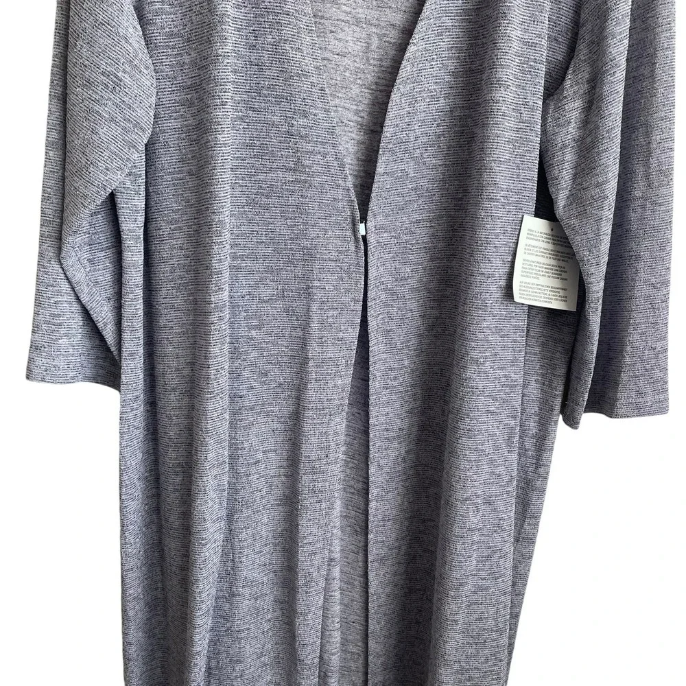 Kasper Womens Duster Cardigan 2X Lavender Heathered Knit Open Front Longline - Picture 3 of 10
